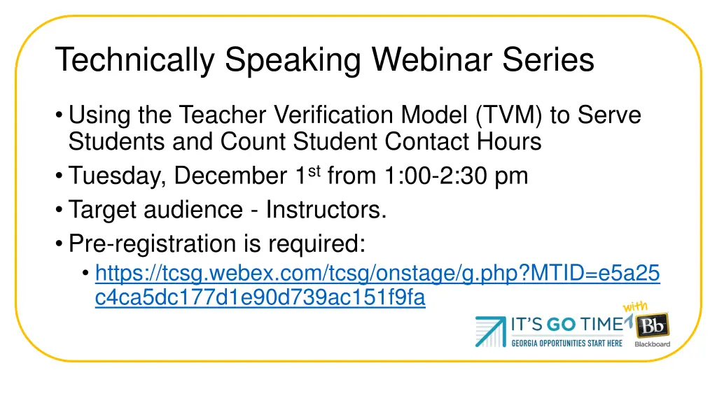 technically speaking webinar series