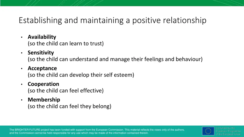 establishing and maintaining a positive