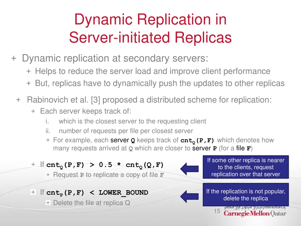 dynamic replication in server initiated replicas