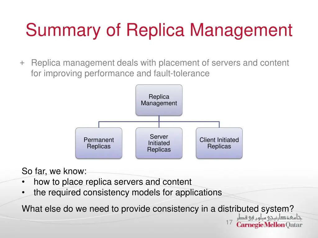 summary of replica management