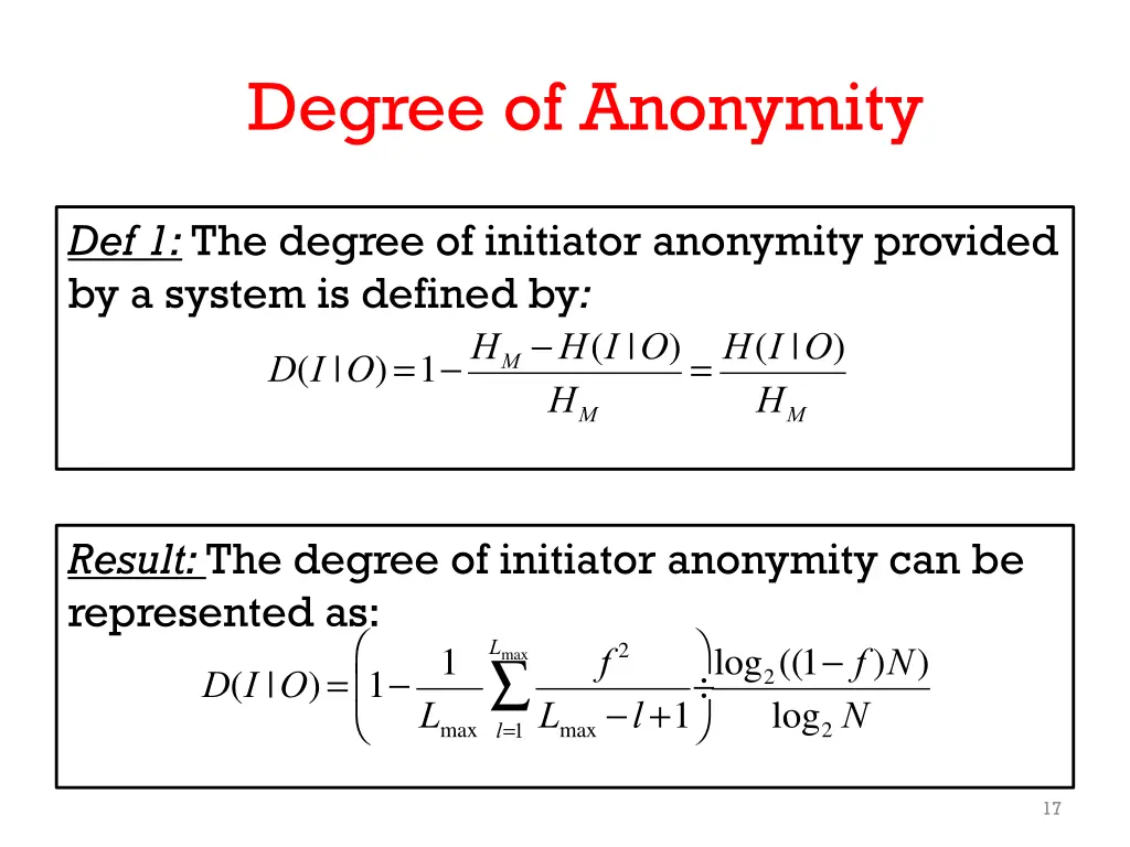 degree of anonymity