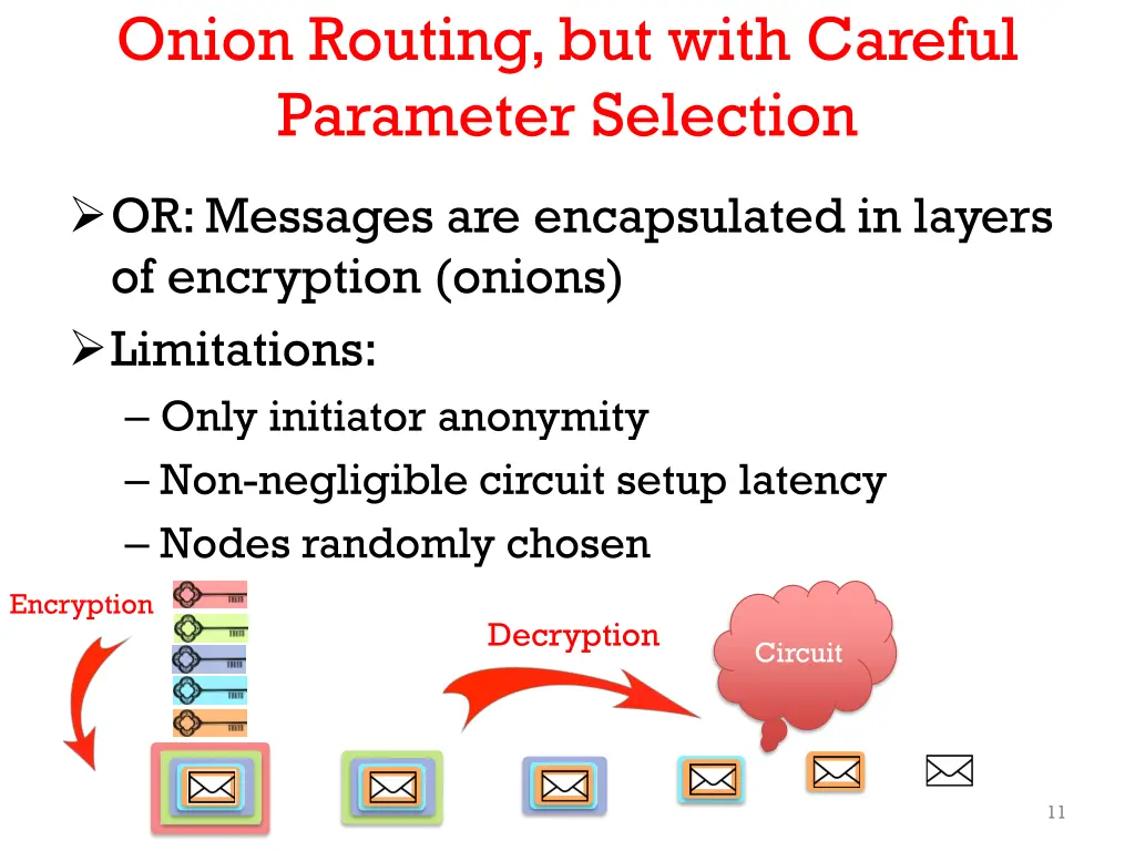 onion routing but with careful parameter selection