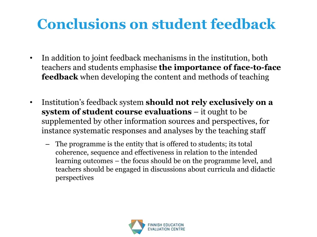 conclusions on student feedback
