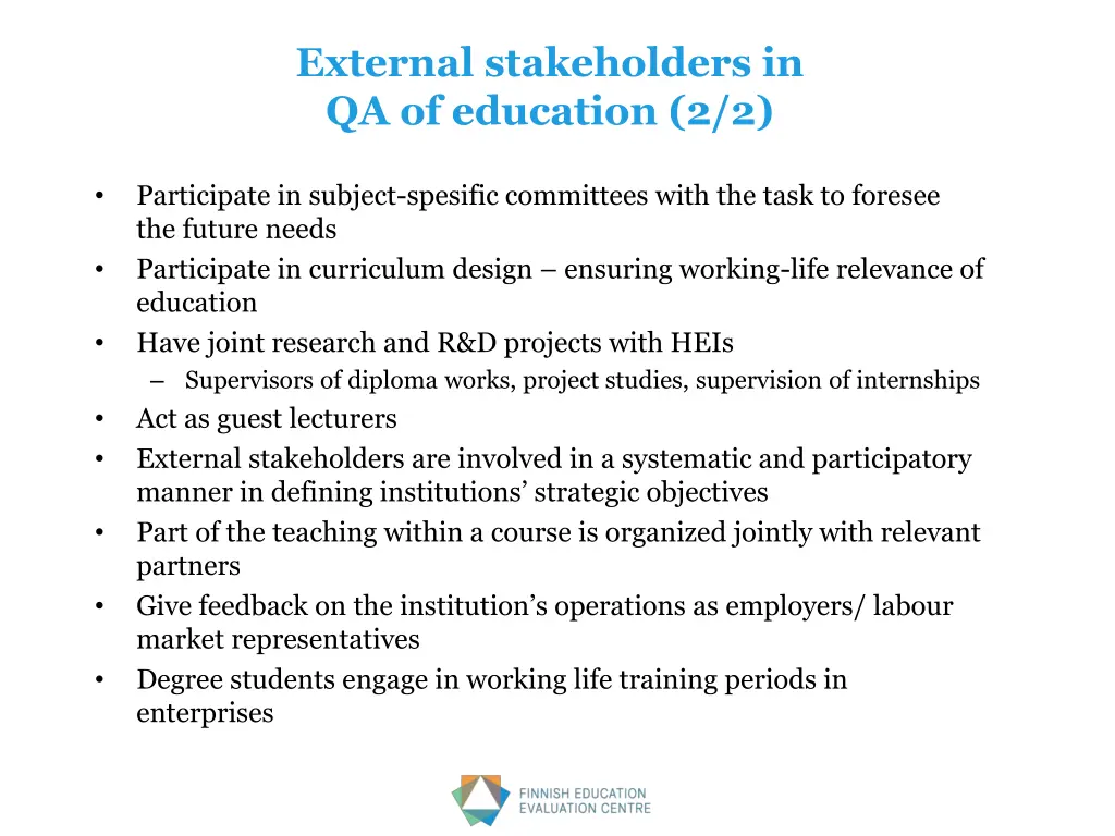 external stakeholders in qa of education 2 2
