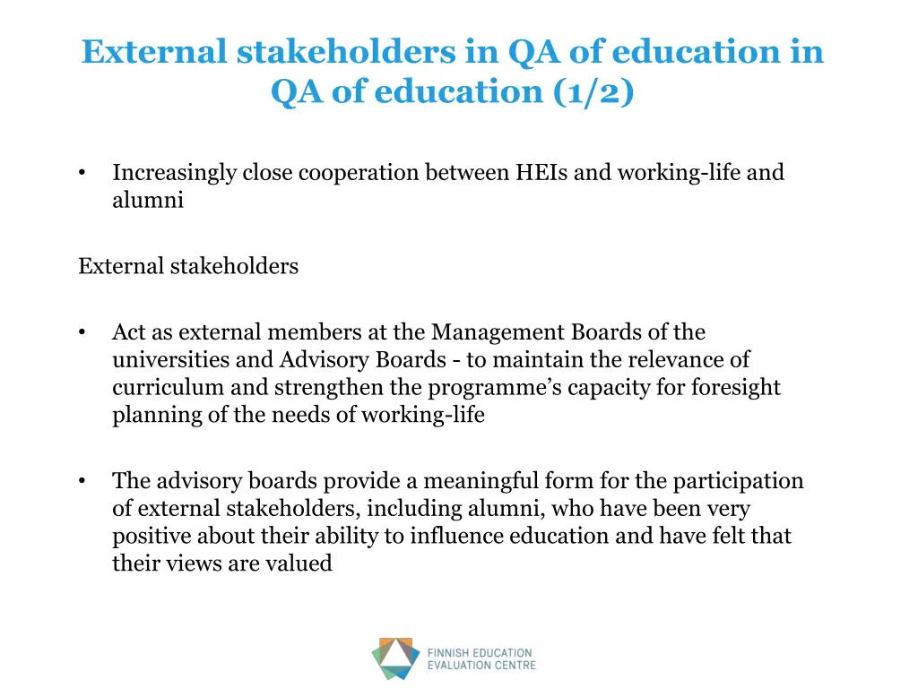 external stakeholders in qa of education