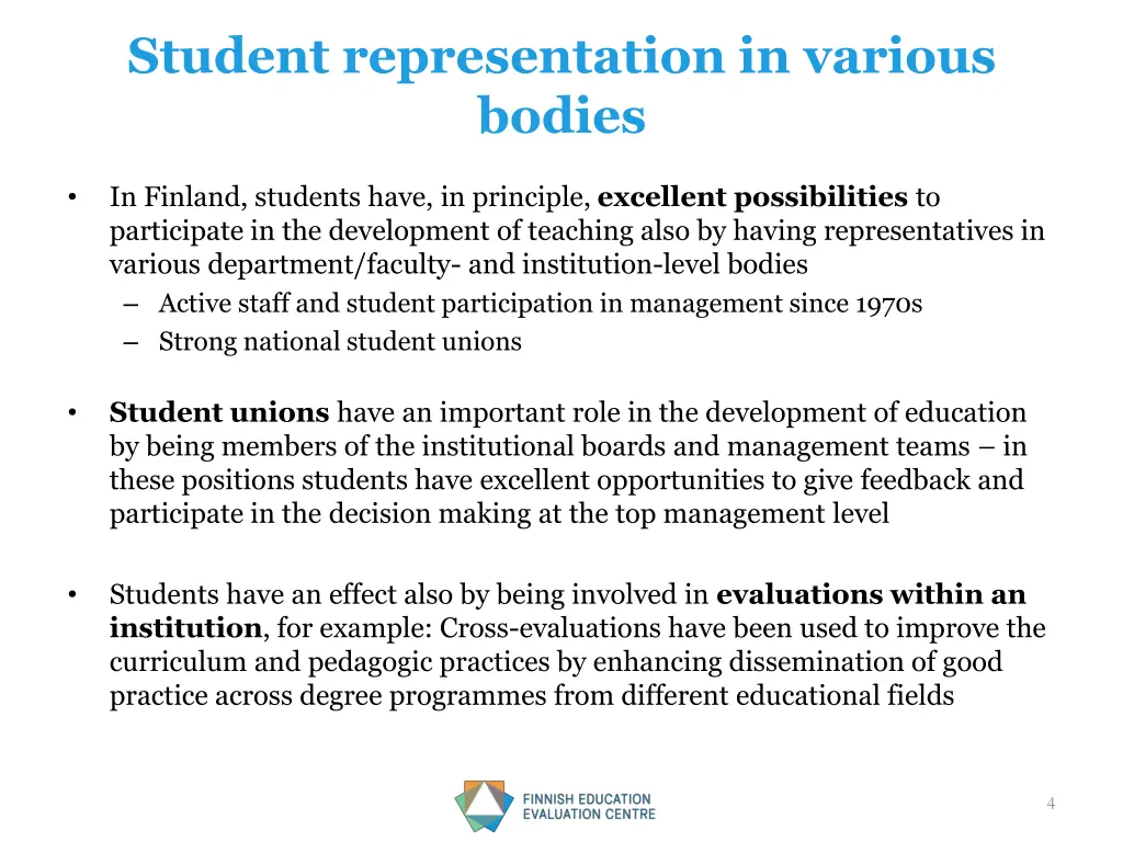 student representation in various bodies