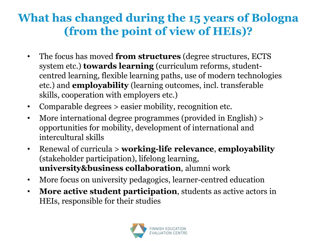 what has changed during the 15 years of bologna