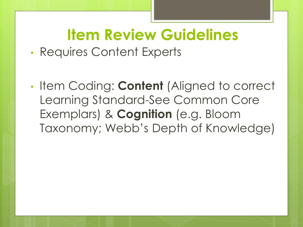 item review guidelines requires content experts
