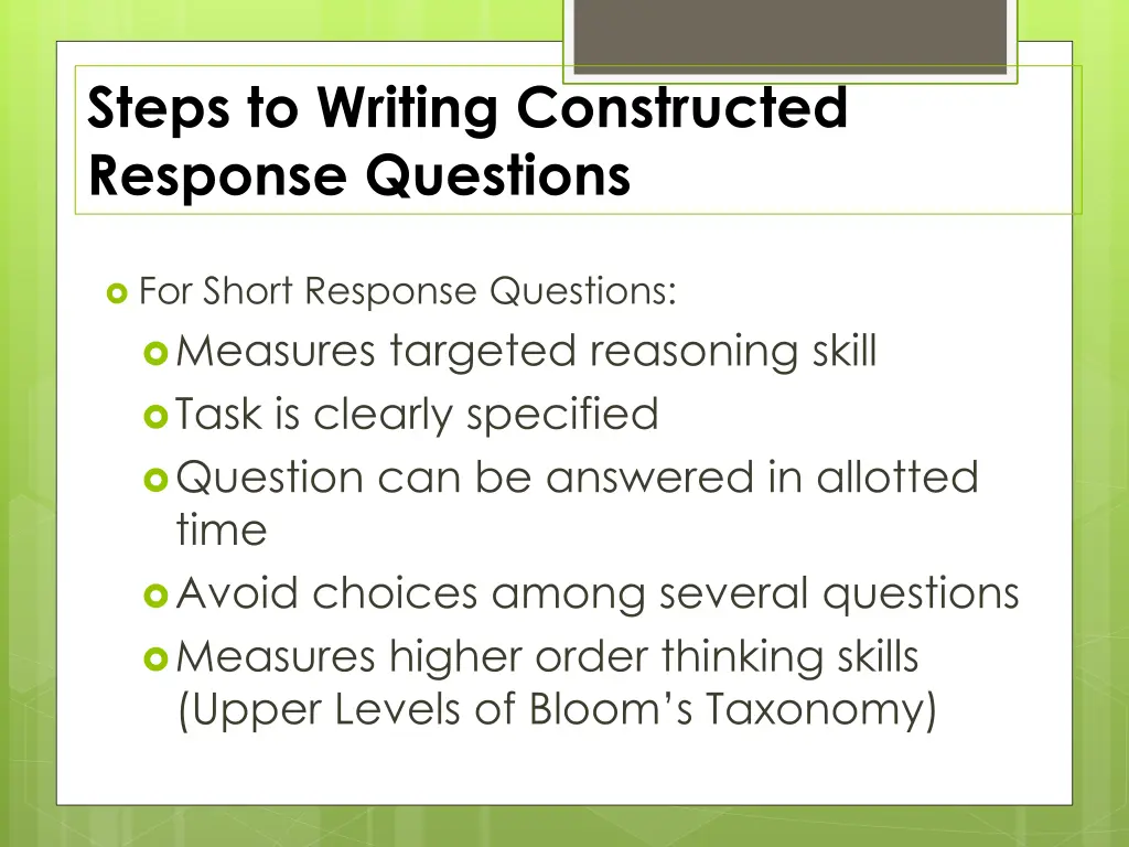 steps to writing constructed response questions
