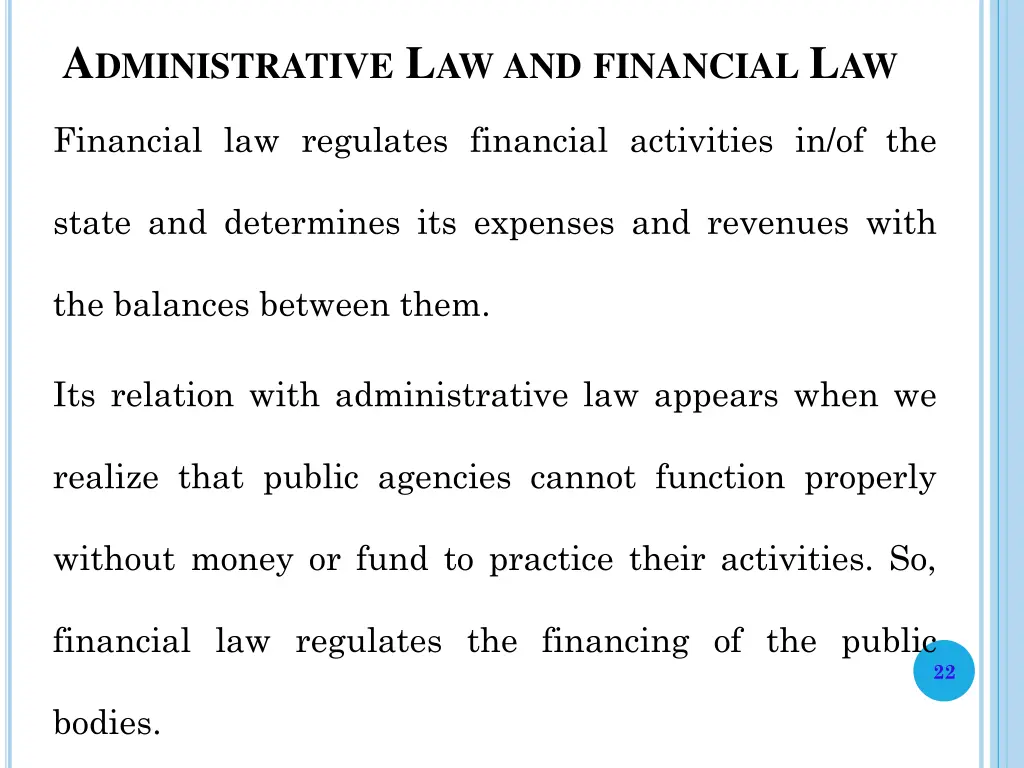 a dministrative l aw and financial l aw