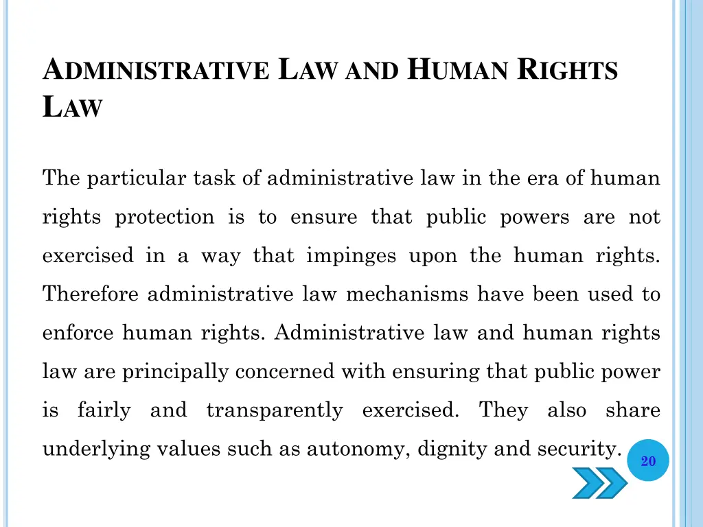 a dministrative l aw and h uman r ights l aw