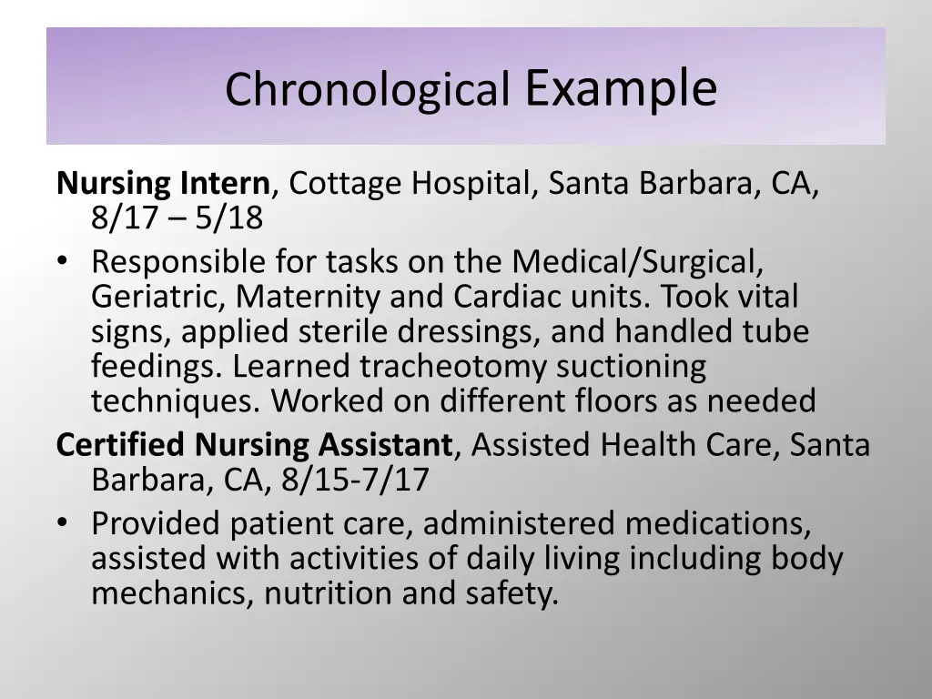 chronological example