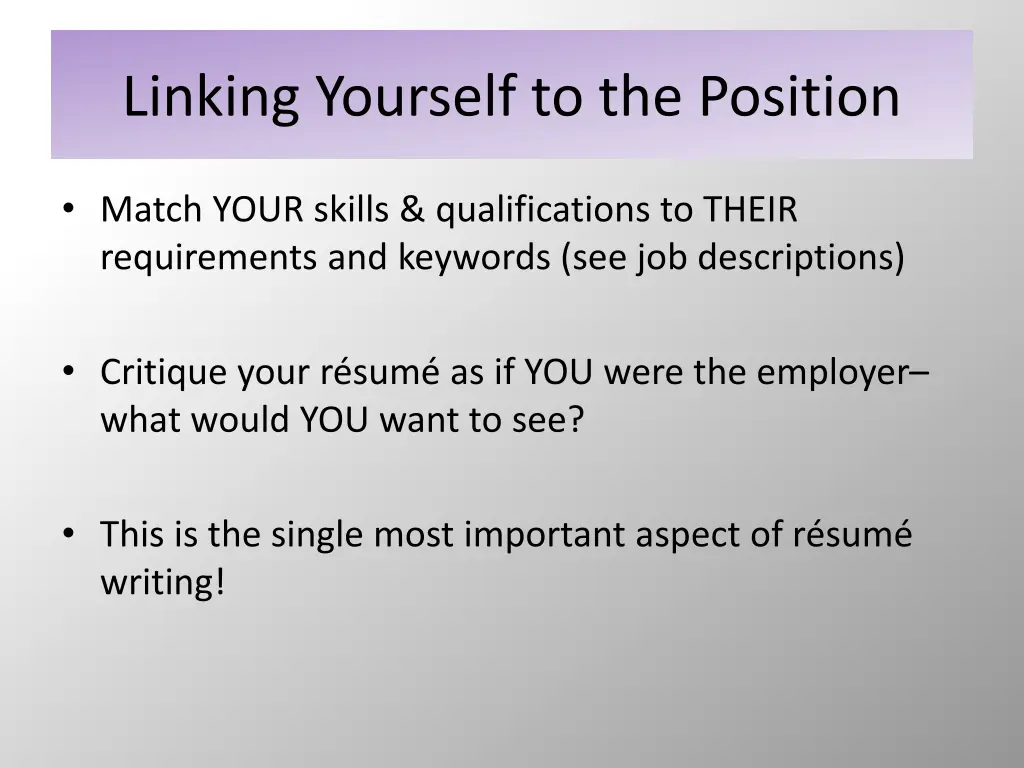 linking yourself to the position