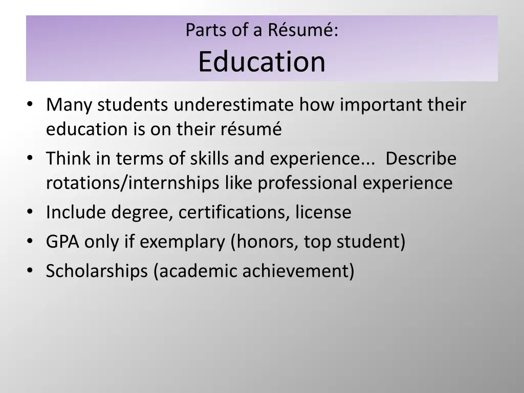 parts of a r sum education