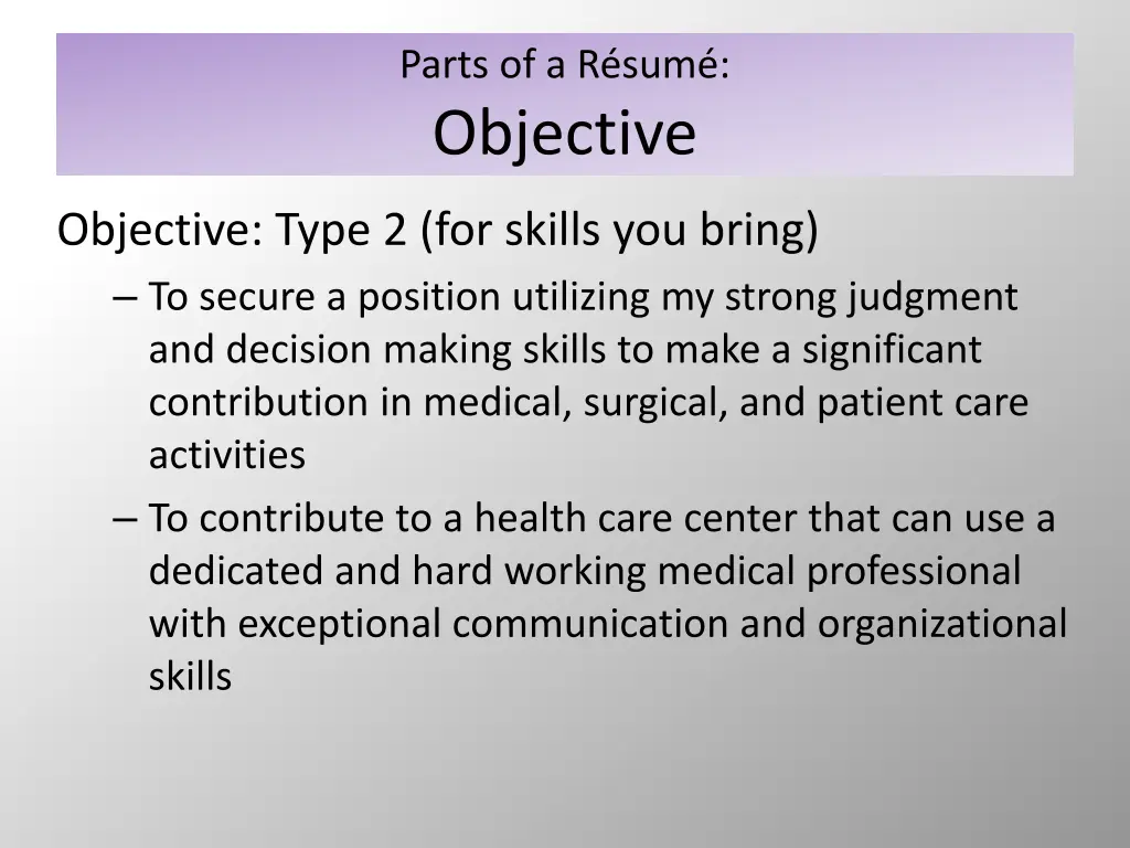 parts of a r sum objective 1