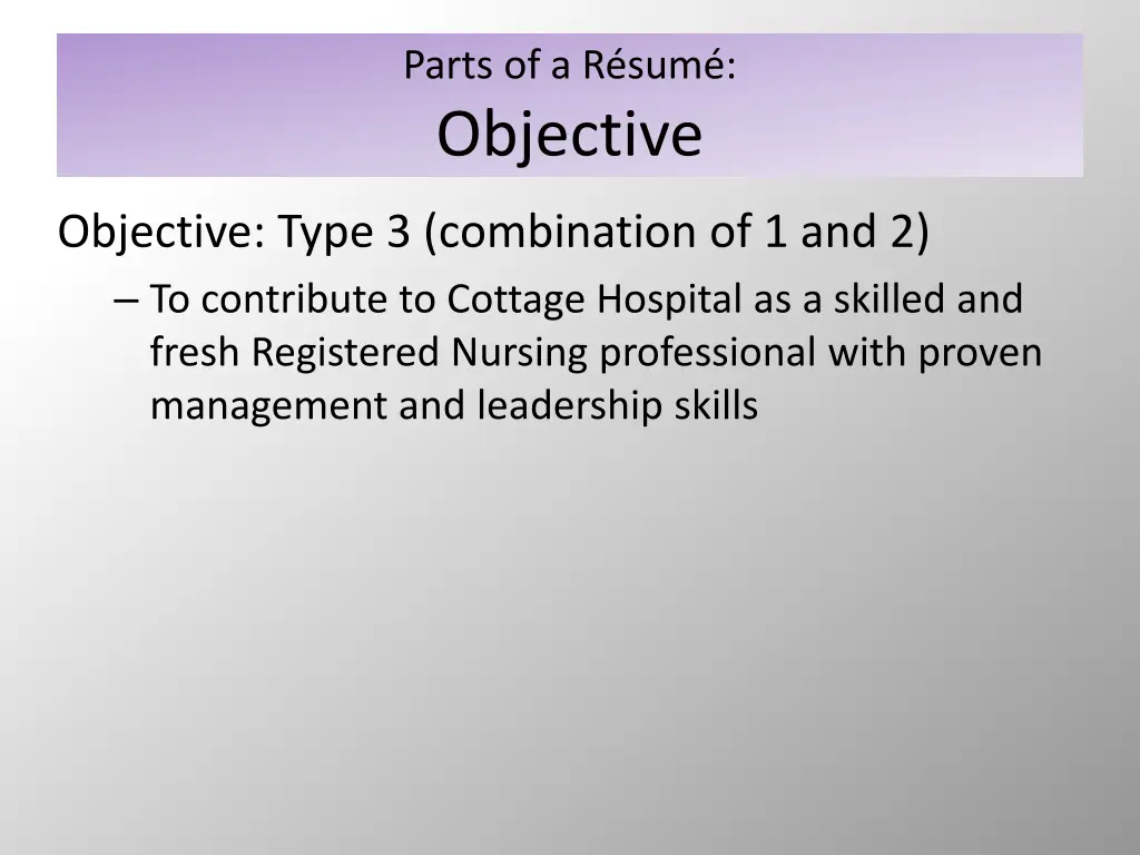 parts of a r sum objective 2