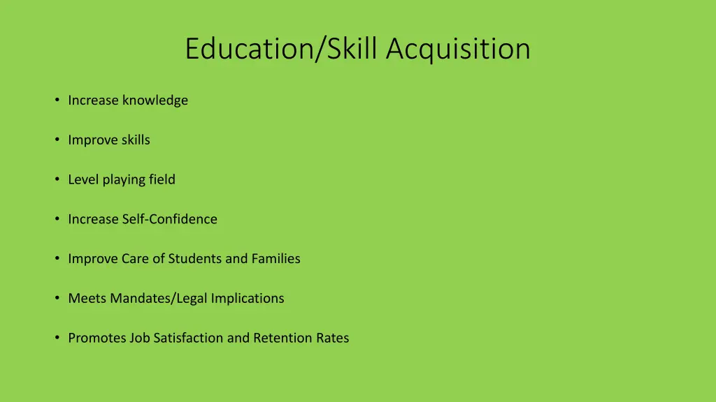 education skill acquisition