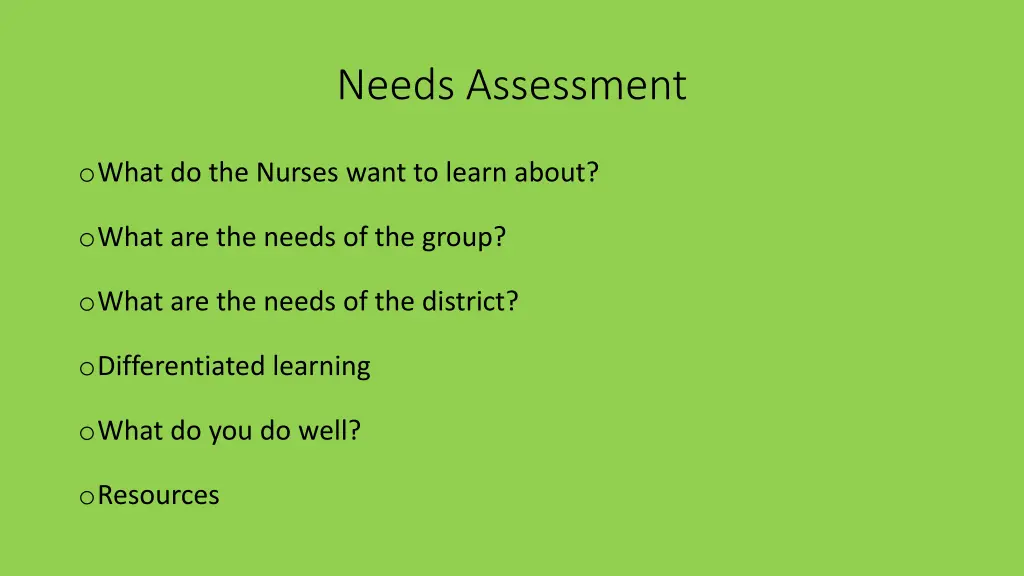 needs assessment