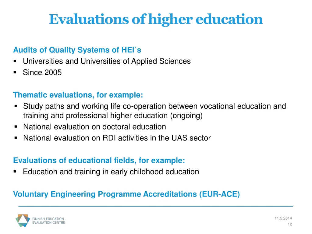 evaluations of higher education