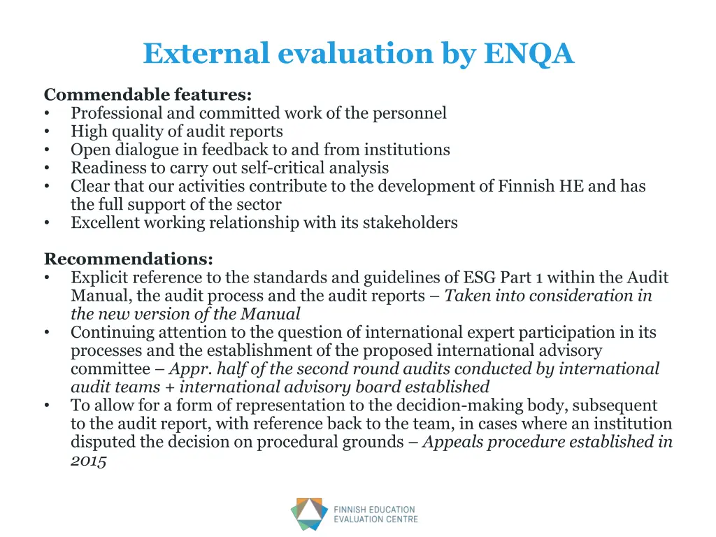 external evaluation by enqa
