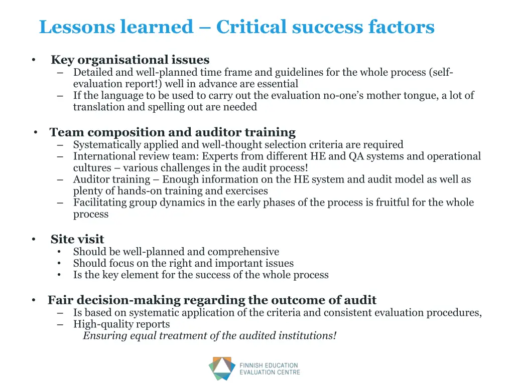 lessons learned critical success factors