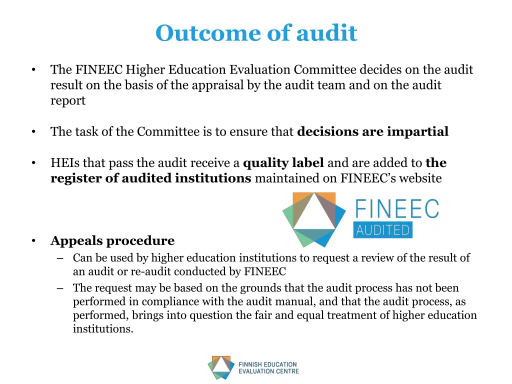 outcome of audit
