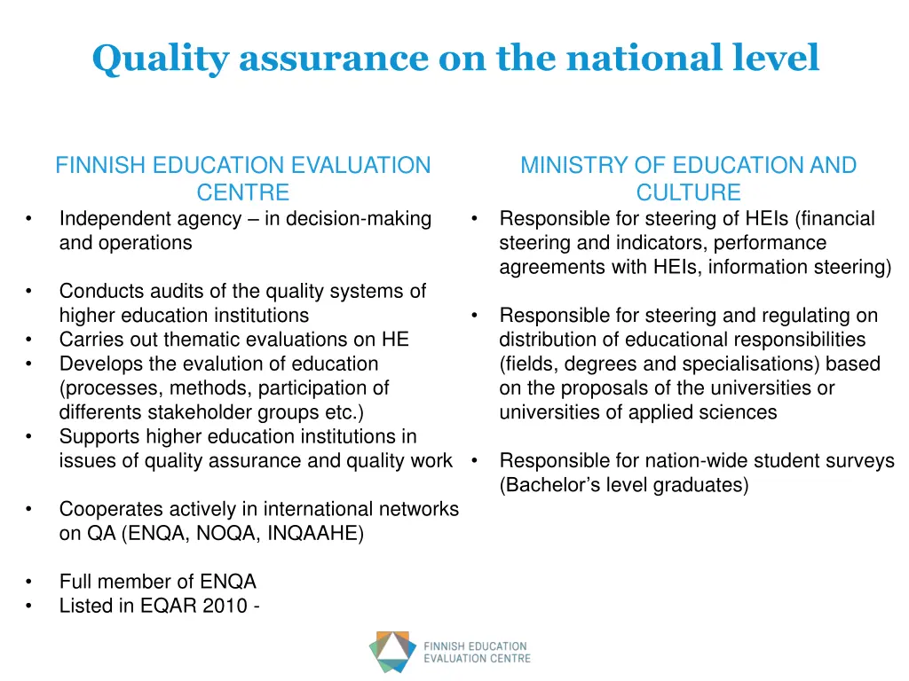 quality assurance on the national level