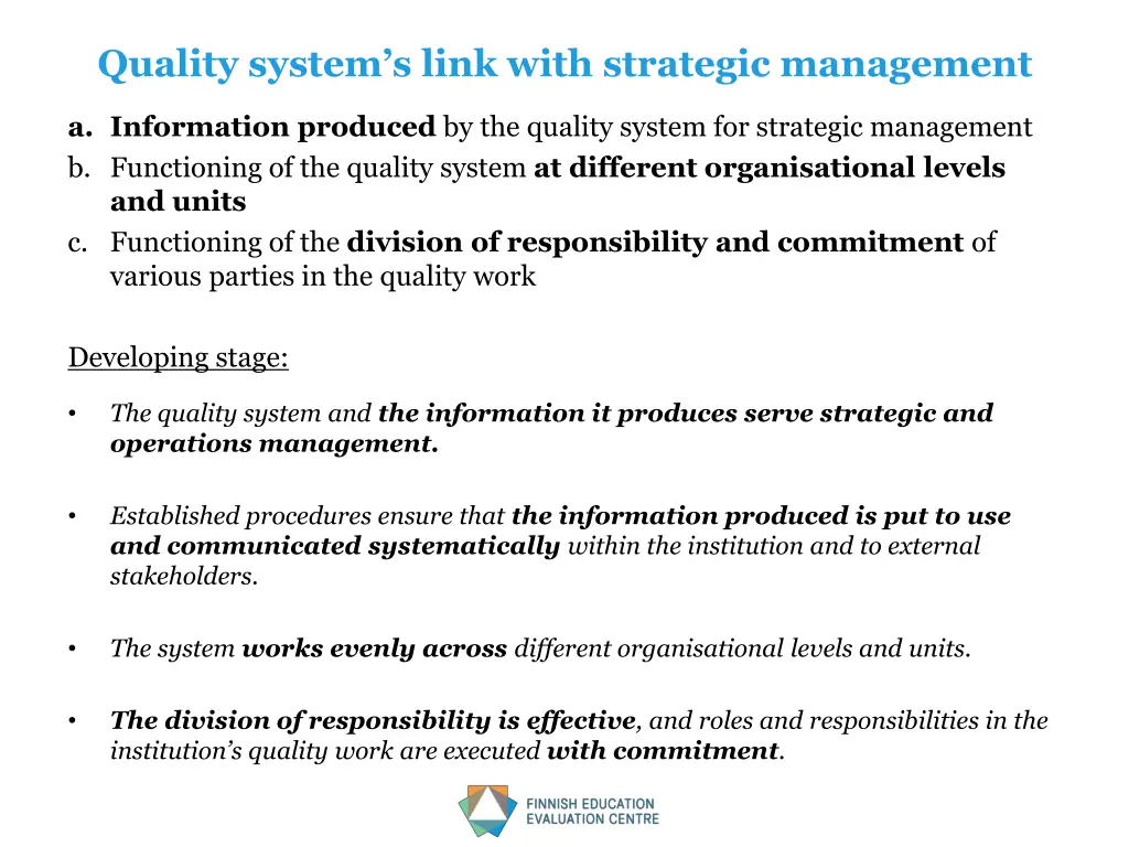 quality system s link with strategic management