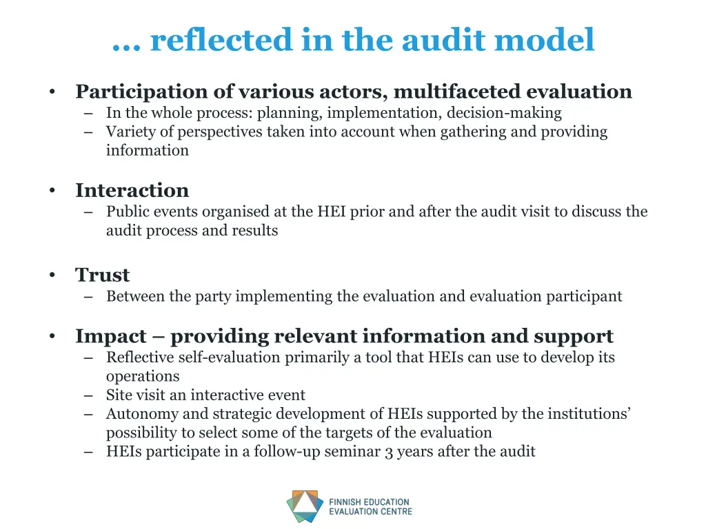 reflected in the audit model