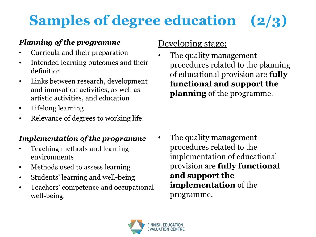 samples of degree education 2 3