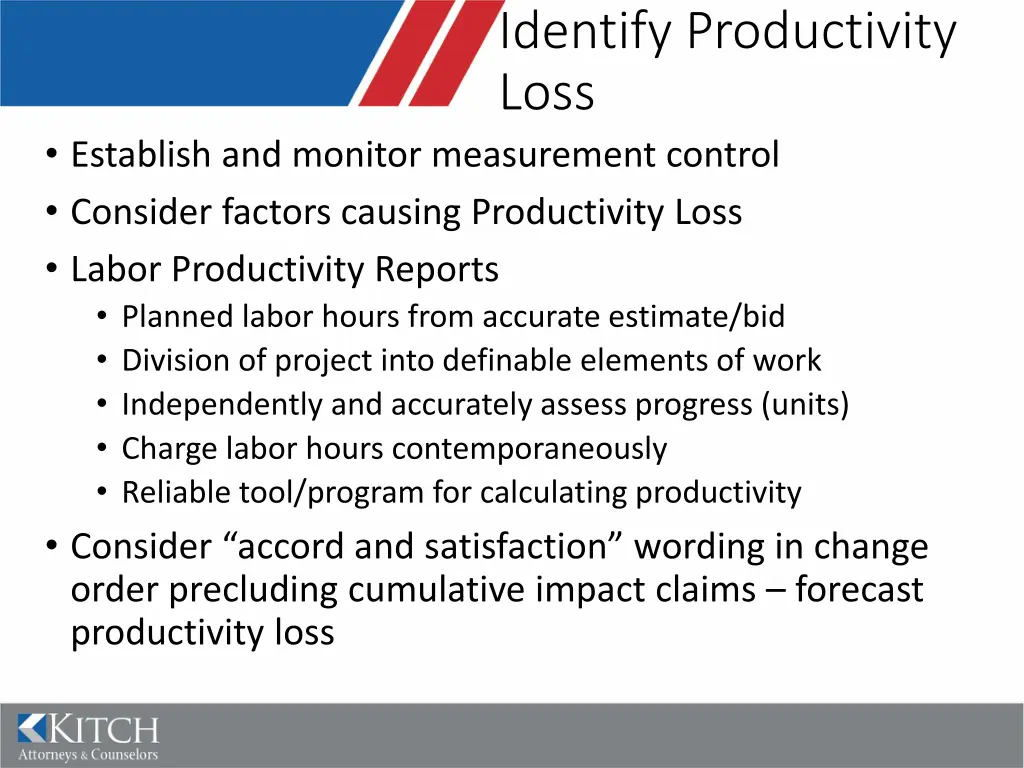 identify productivity loss