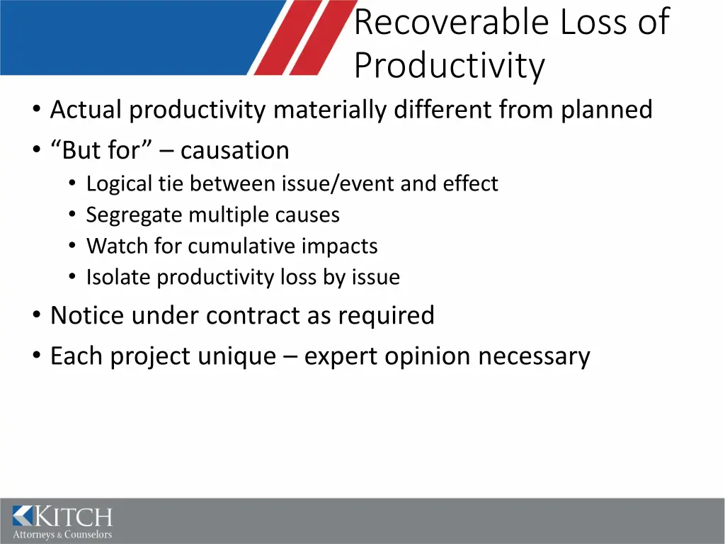 recoverable loss of productivity