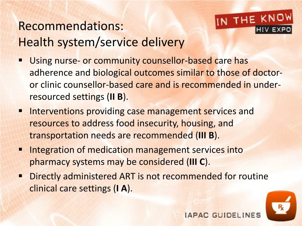 recommendations health system service delivery