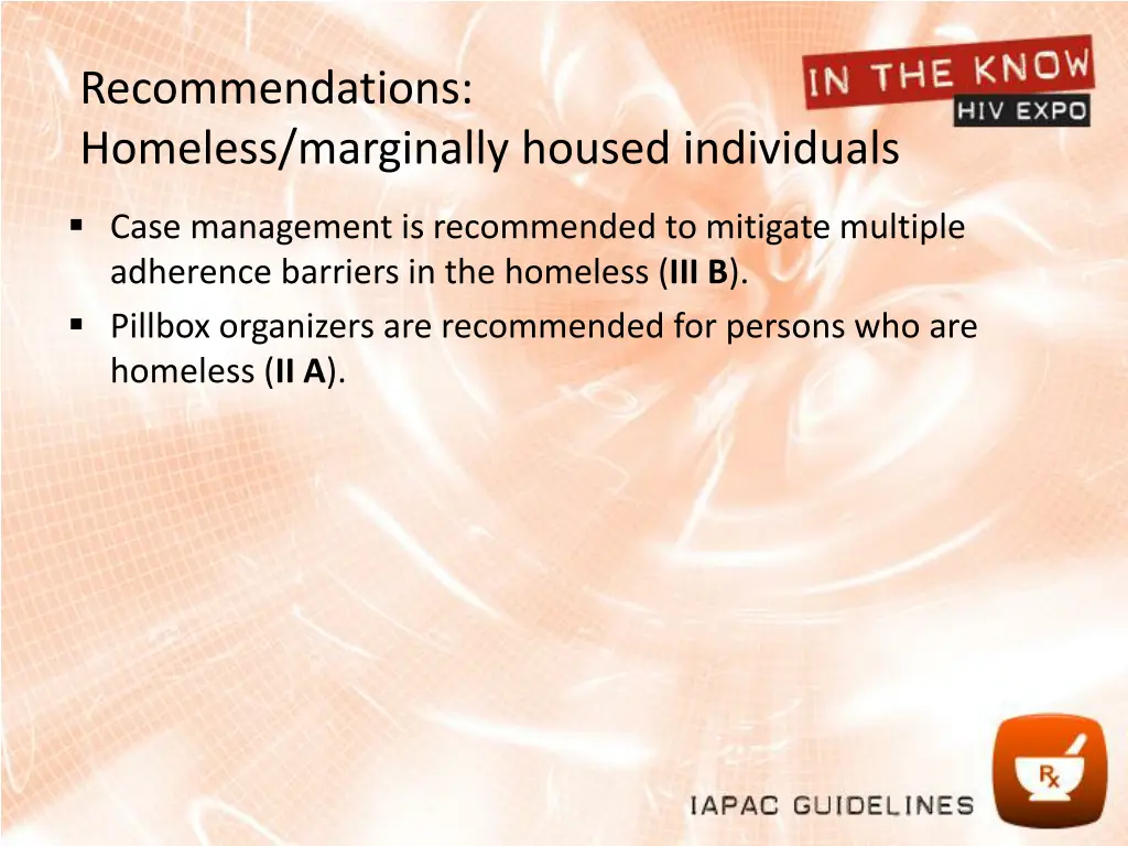 recommendations homeless marginally housed