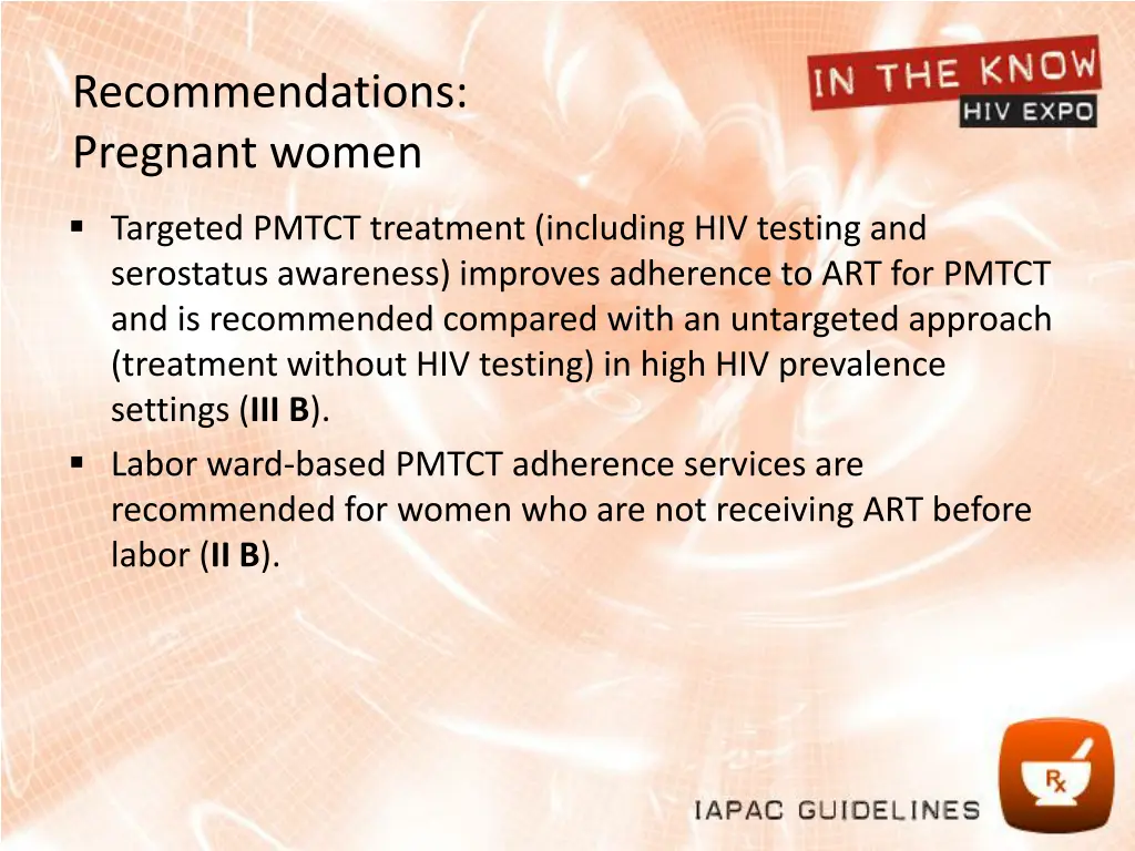 recommendations pregnant women