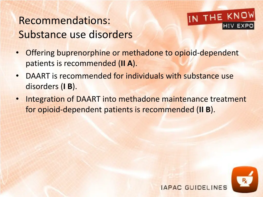 recommendations substance use disorders