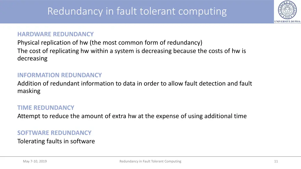 redundancy in fault tolerant computing 1