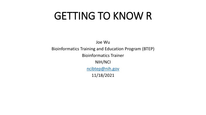 getting to know r getting to know r