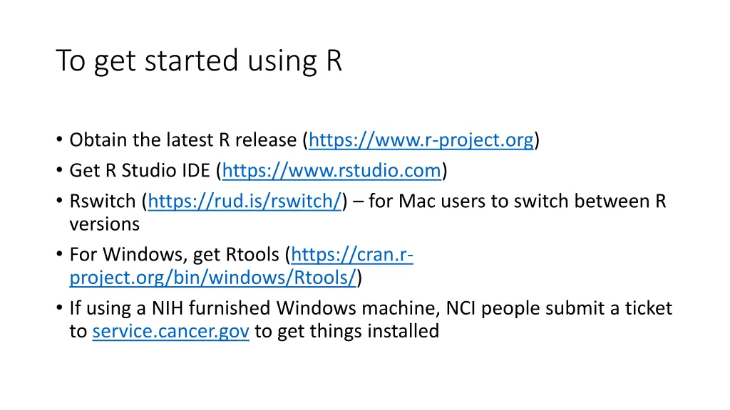 to get started using r