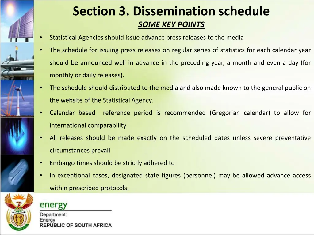 section 3 dissemination schedule some key points