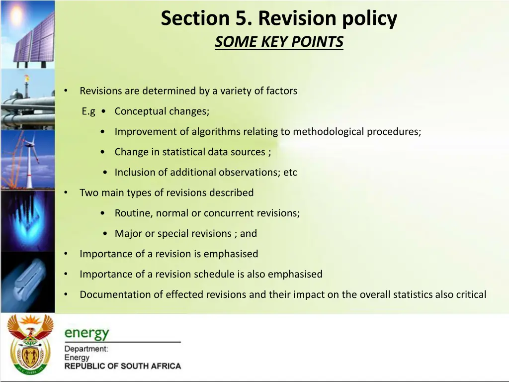 section 5 revision policy some key points