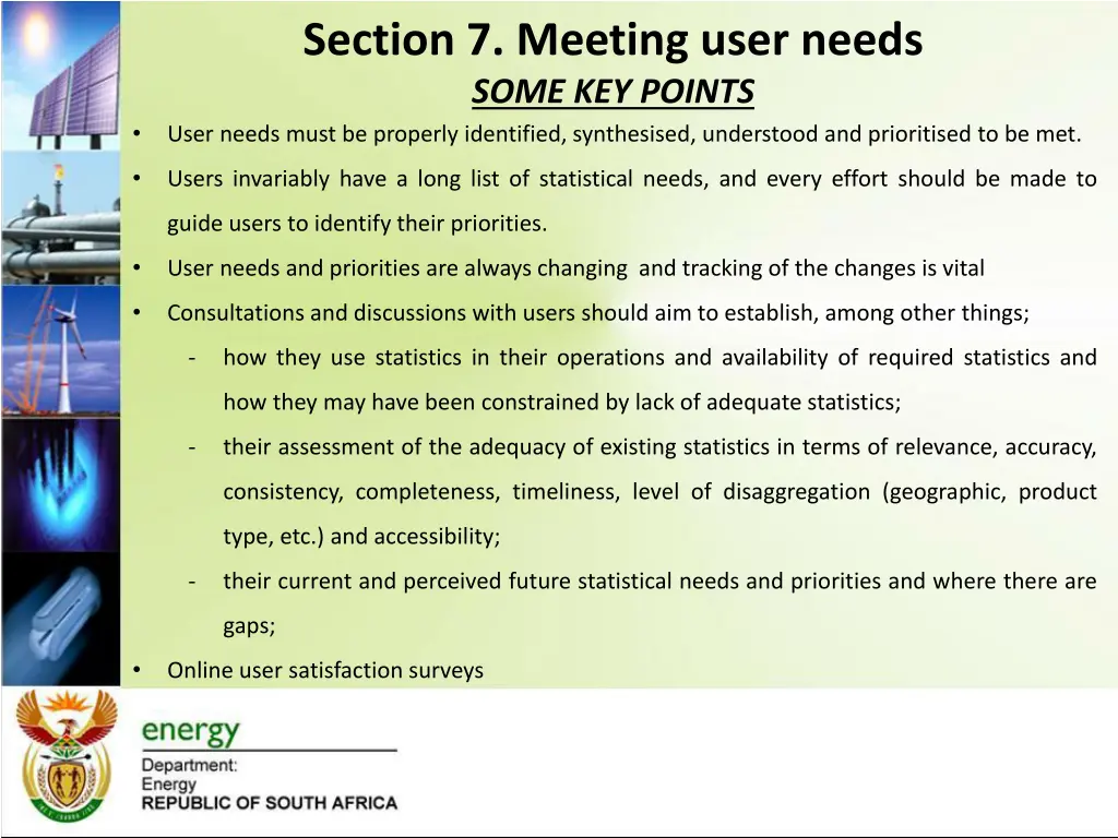 section 7 meeting user needs some key points user