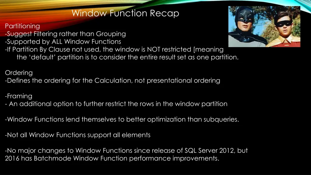window function recap
