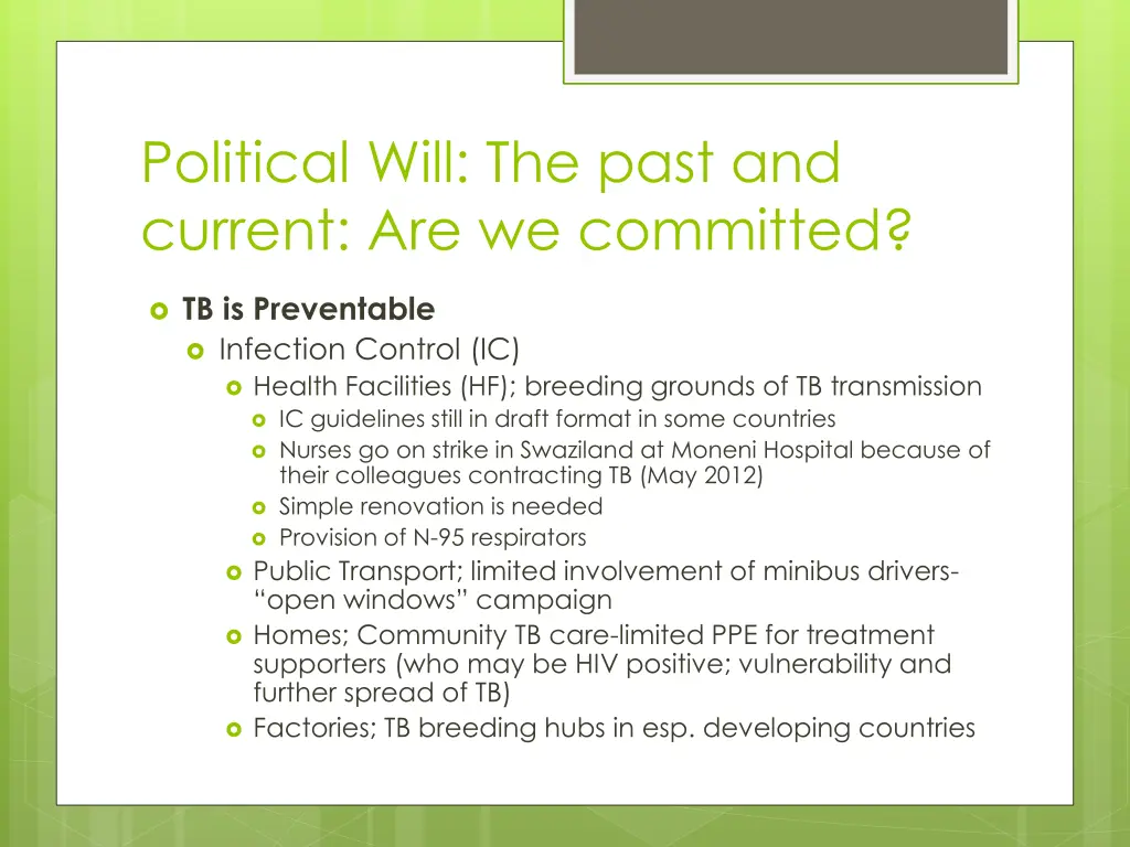 political will the past and current