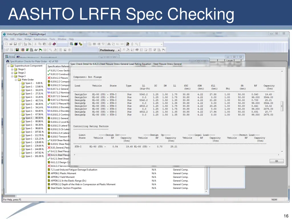 aashto lrfr spec checking