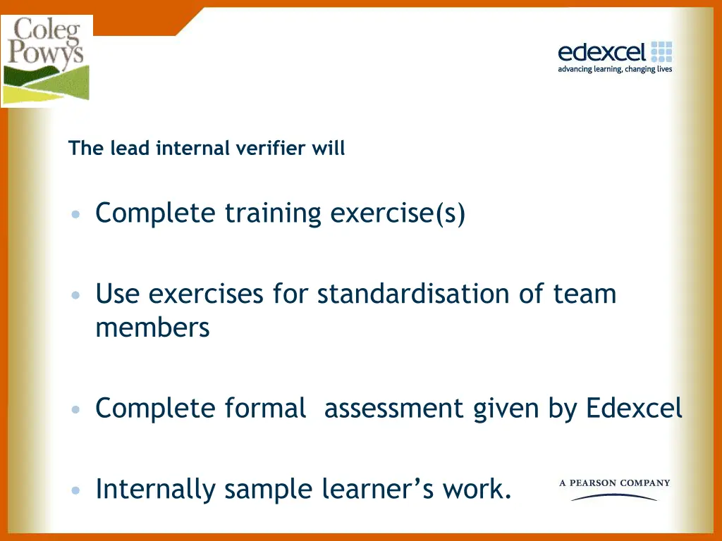 the lead internal verifier will
