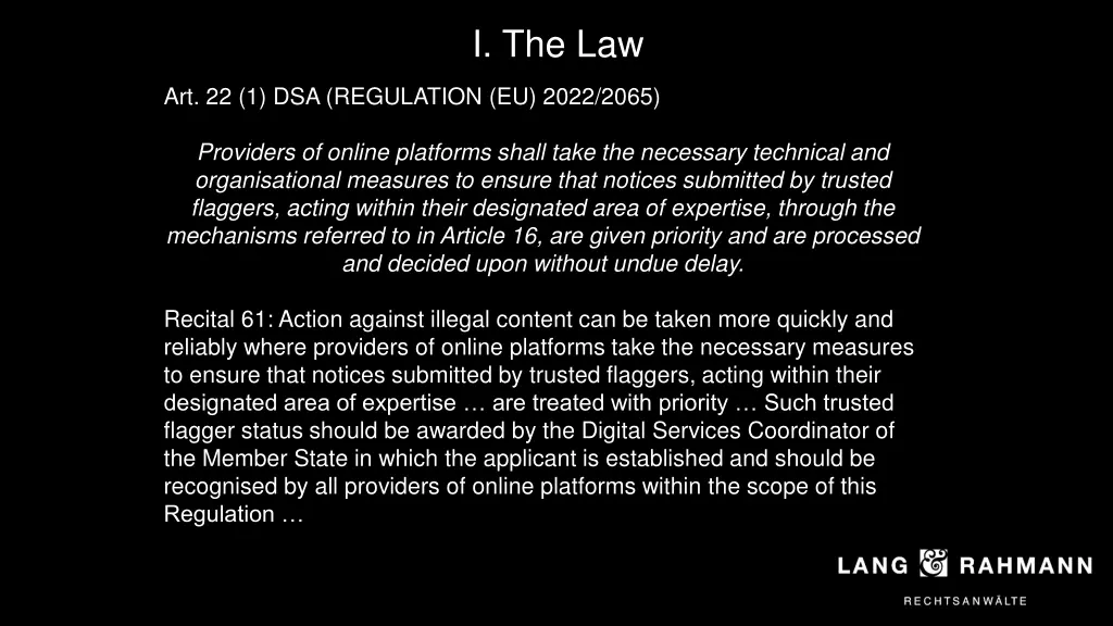 i the law