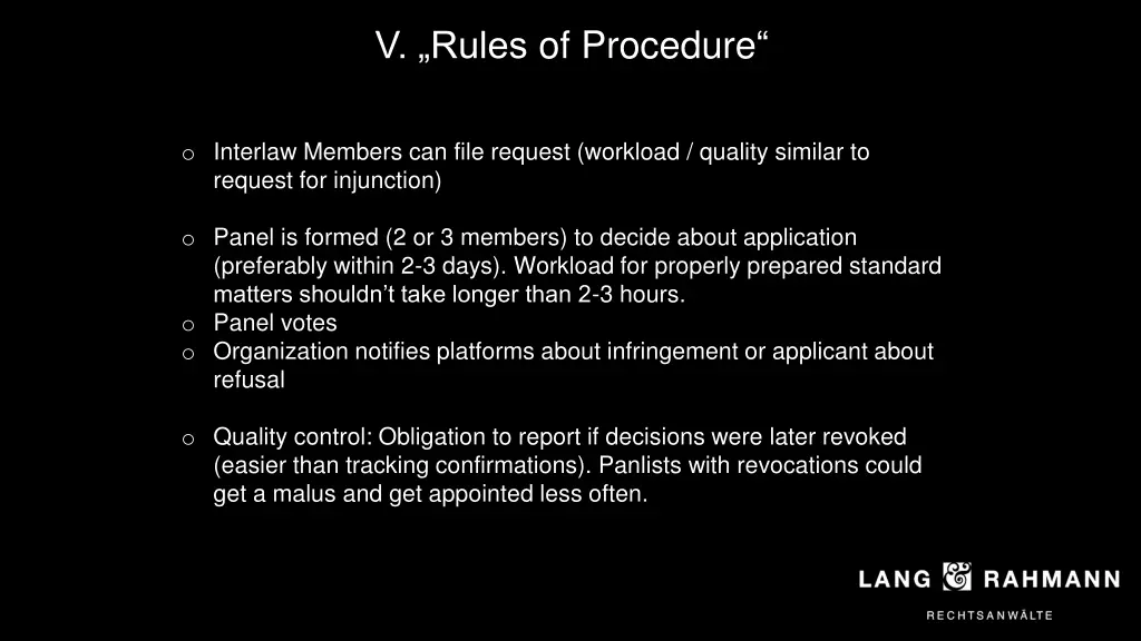 v rules of procedure