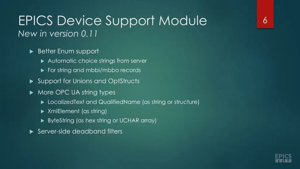 epics device support module new in version 0 11