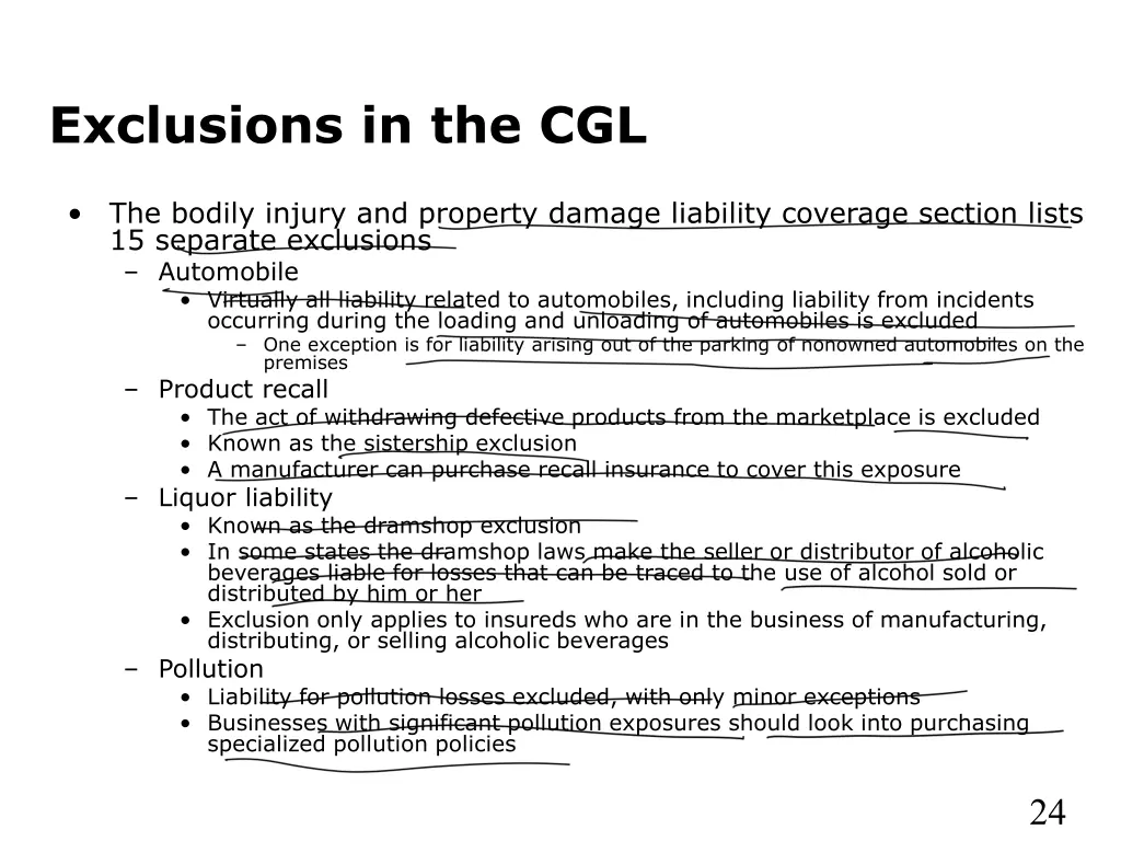 exclusions in the cgl